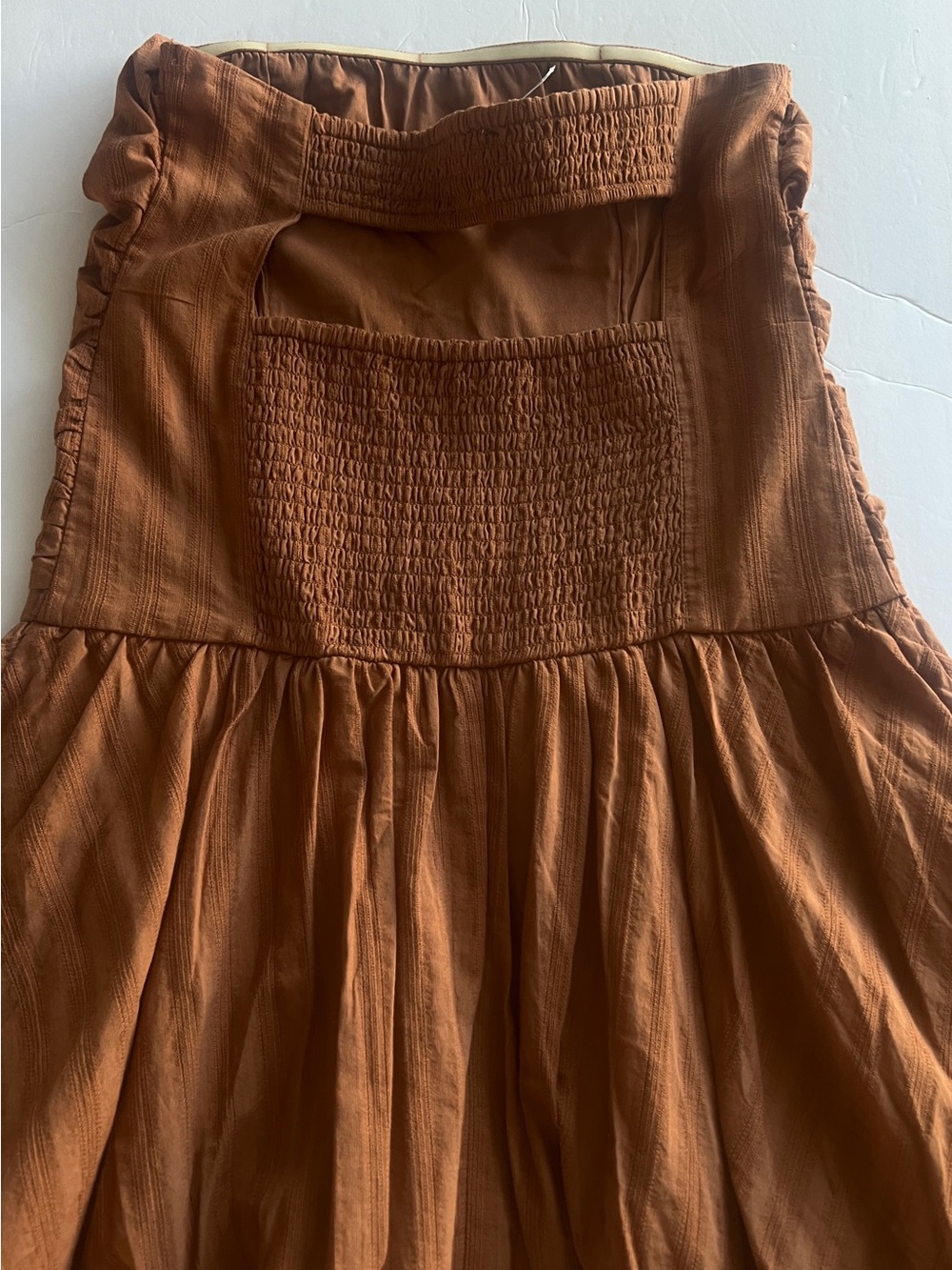 American Eagle Strapless Drop Waist Mini Bubble Dress Brown XS open back - Picture 9 of 17